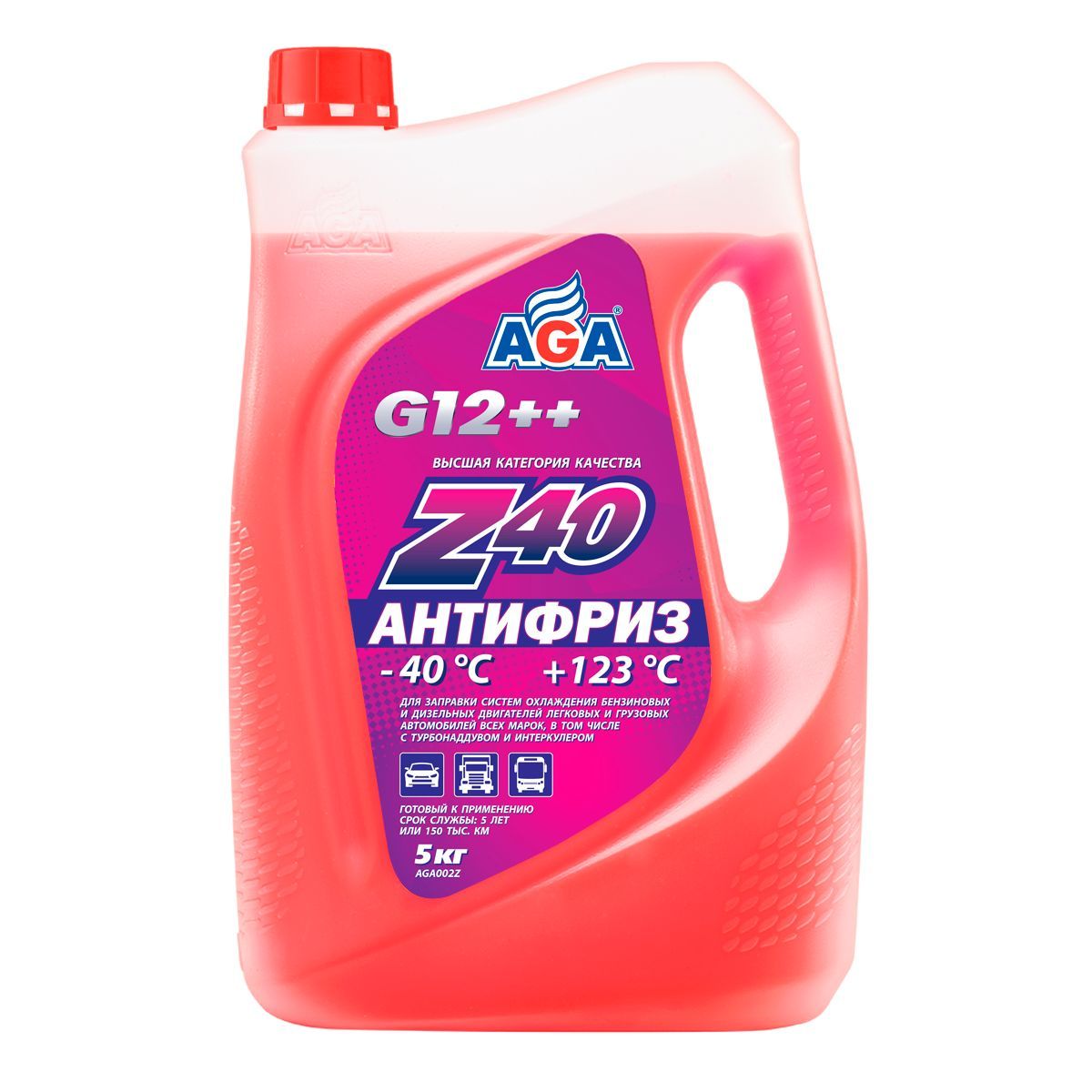 Антифриз AGA Z40 G12++, красный, 5кг