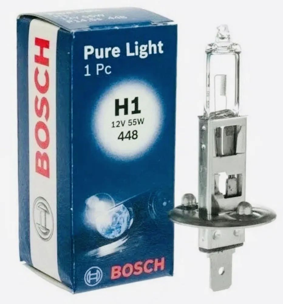 Лампа галогенная H1 55W 12V Bosch Pure Light 1987302011