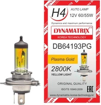 Лампа галогенная H4 12V 60/55W желтая Dynamatrix DB64193PG