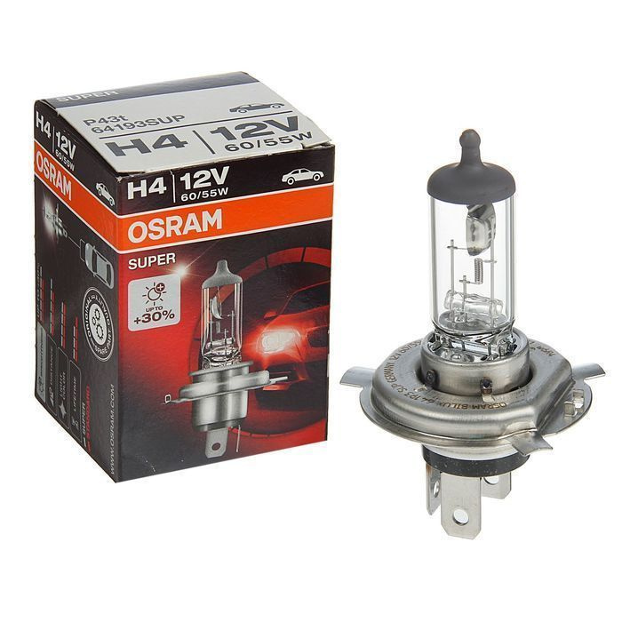 Лампа галогенная H4 60/55W 12V +30% Osram 64193SUP