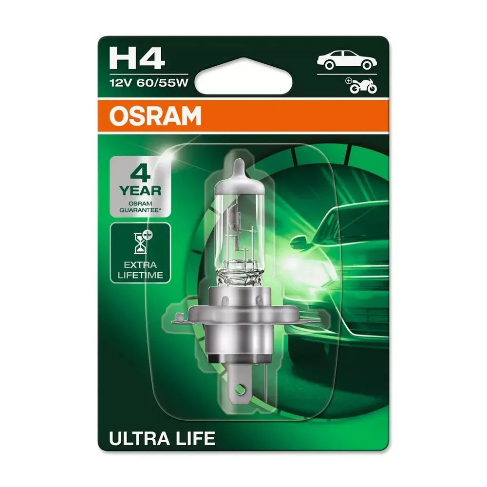 Лампа галогенная H4 60/55W 12V Ultra Life Osram 64193ULT01B