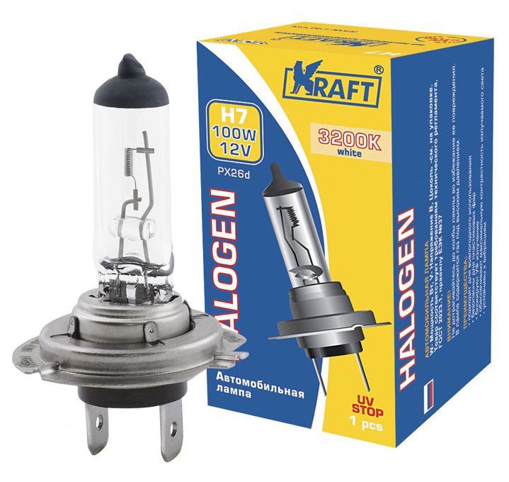 Лампа галогенная H7 12V 100W Kraft KT700015