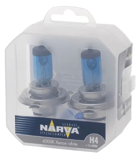 Лампа галогенная NARVA H4+W5W 12V 100/90W Range Power White, box 2шт