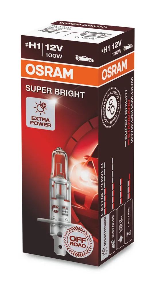 Лампа галогенная OSRAM H1 12V 100W SUPER BRIGHT PREMIUM