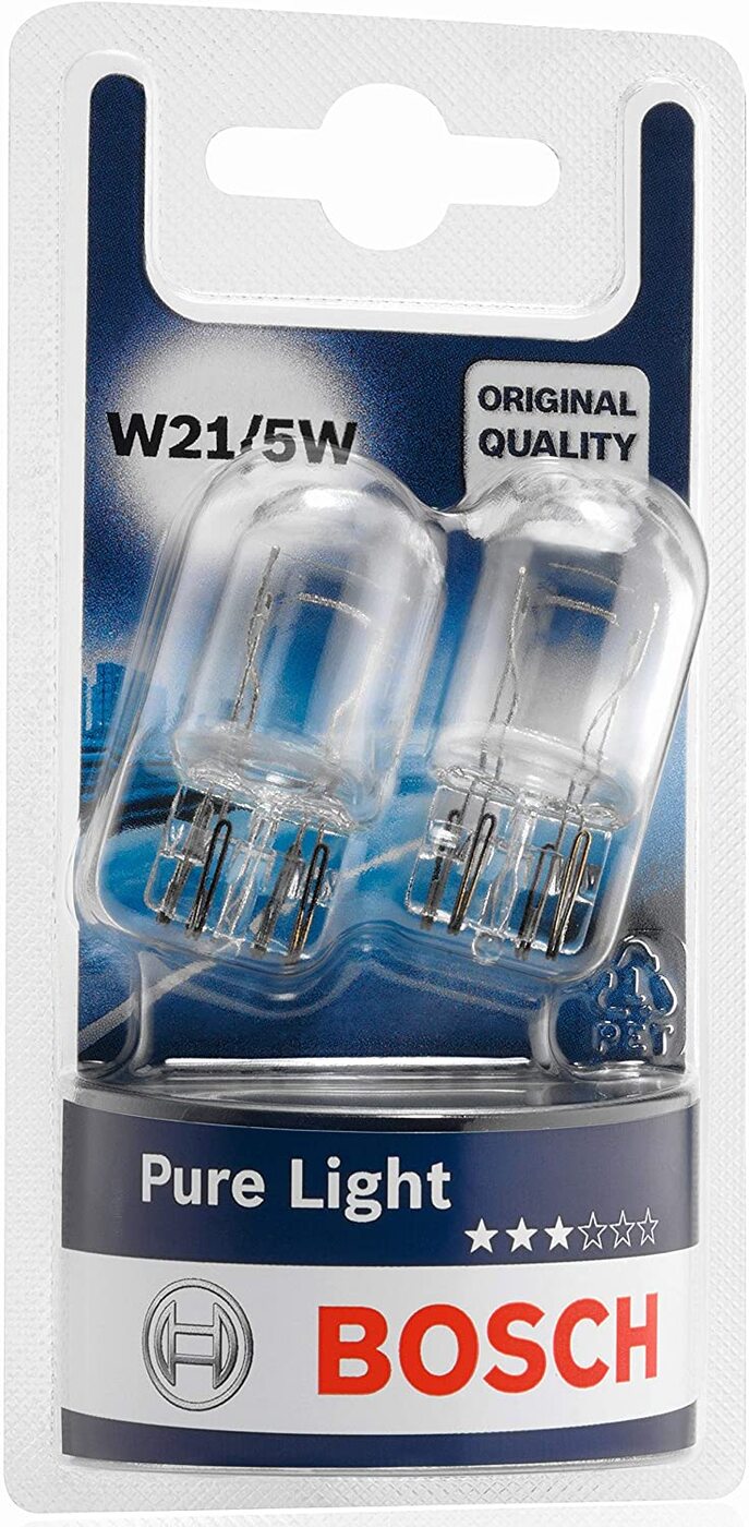 Лампа галогенная W21/5W 12V BOSCH Pure Light, блистер 2шт