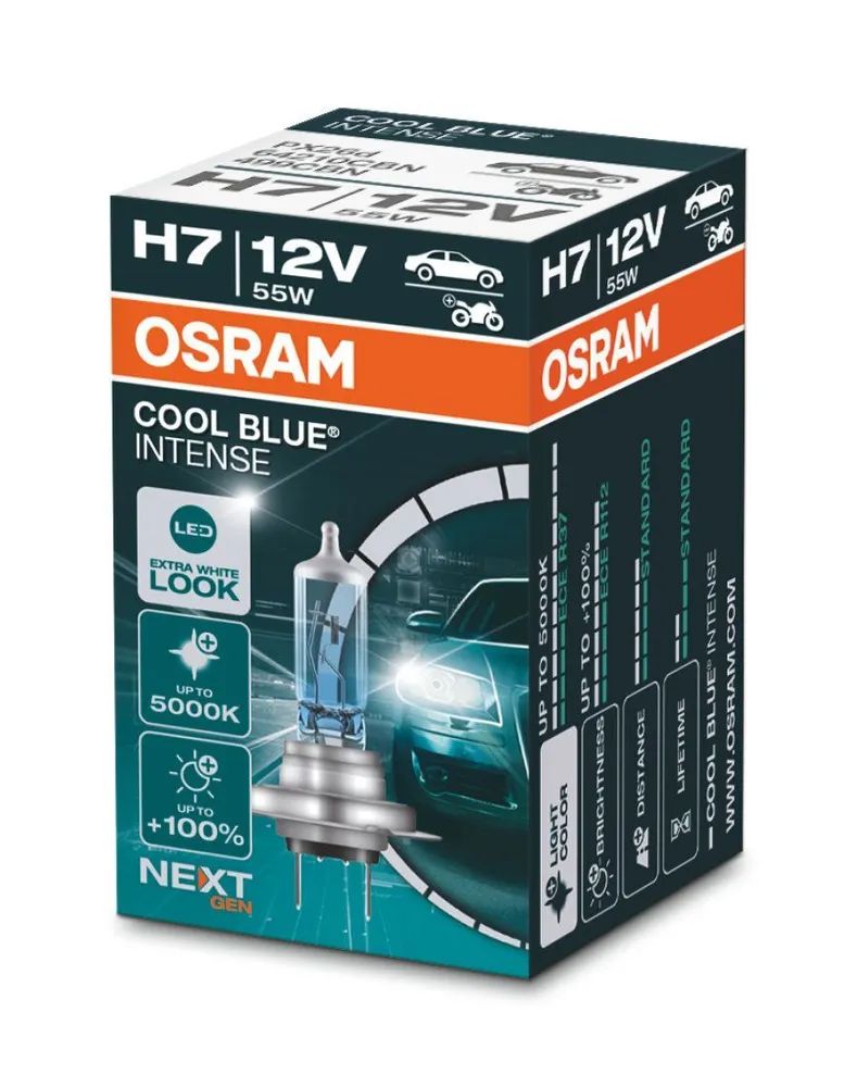 Лампа галогенная H7 55W 12V 5000K +100% Osram Cool Blue Intense 64210CBN
