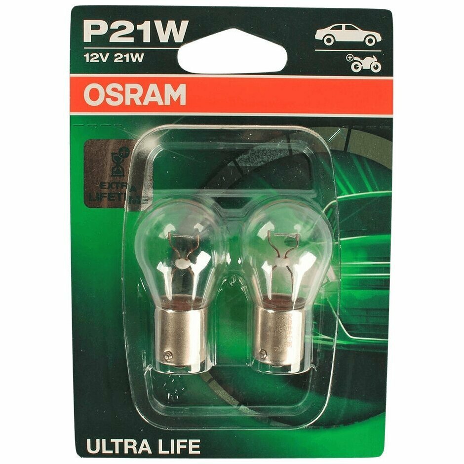 Лампа P21W 12V 21W Osram Ultra Life 7506ULT02B, блистер 2шт