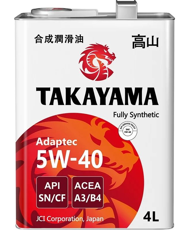 Масло моторное синт. Takayama Adaptec 5W40 A3/B4, 4л