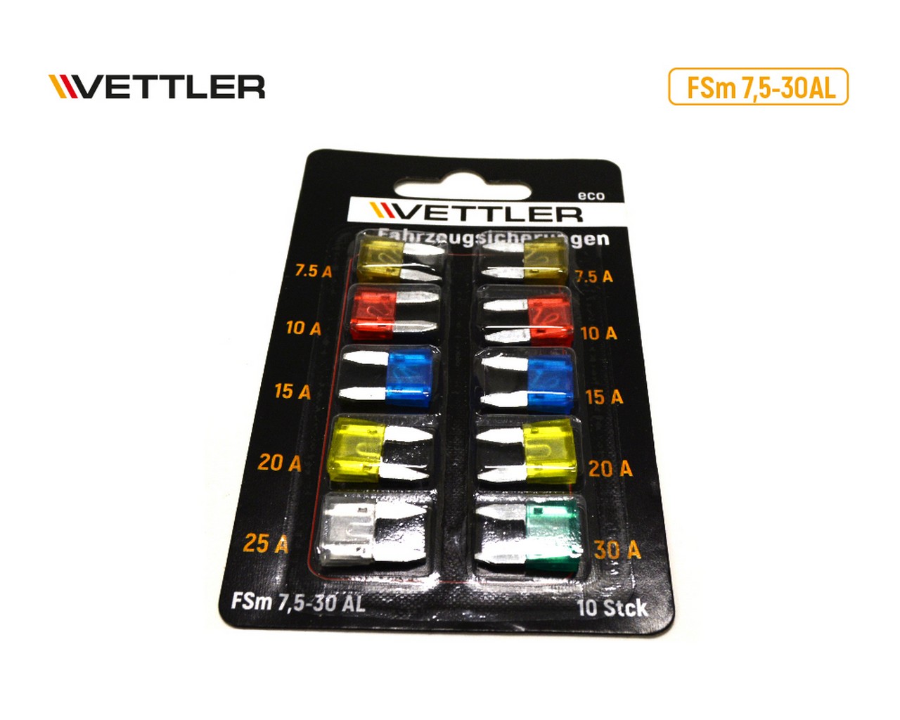 Набор предохранителей 7.5-30A mini Vettler, к-т 10шт